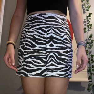 High waisted zebra print skirt